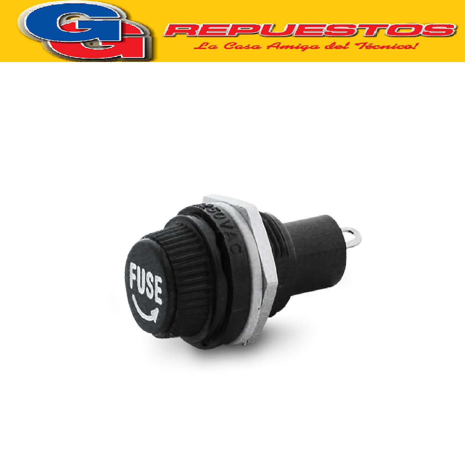 PORTAFUSIBLE A ROSCA 20MM C/TERMINAL PLANA 10A 250V