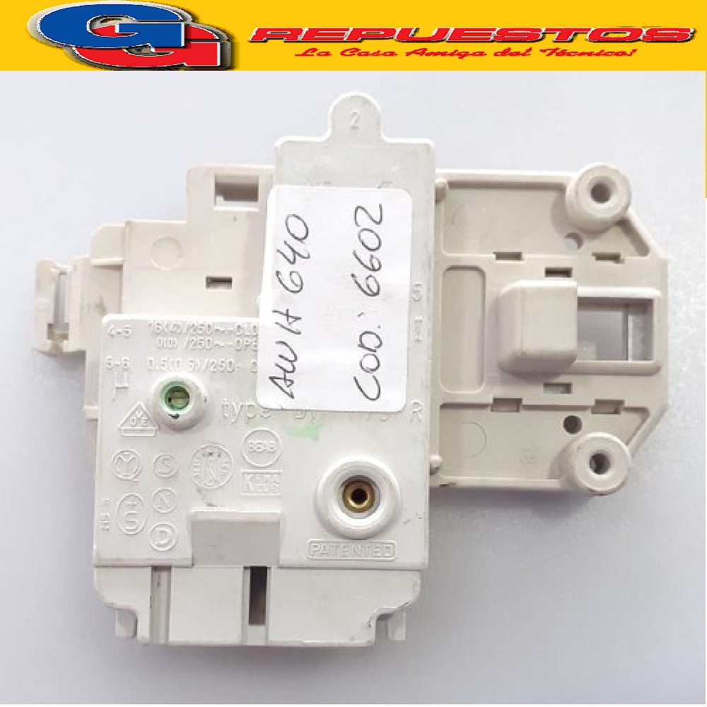 BLOCAPUERTA PARA  WHIRLPOOL AWH640-AWH643-AWH650 
Frontal-A WH653-A WH663-AWM467-AWM747-CONSUL CWR610-ESLABON DE LUJO (BITRON