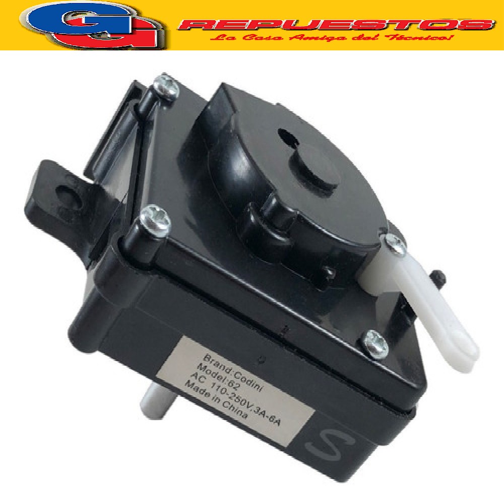 TIMER LAVARROPAS CODINI SILENT 4051/4052 4 CONTACTOS (20 MIN ORIGINAL)(20 MINUTOS) MODELO 62  Cod.Origen: 10180307 (CODINI)
Produttore: BRAND CODINI (MODEL 62) AC110-250V -3A -6A