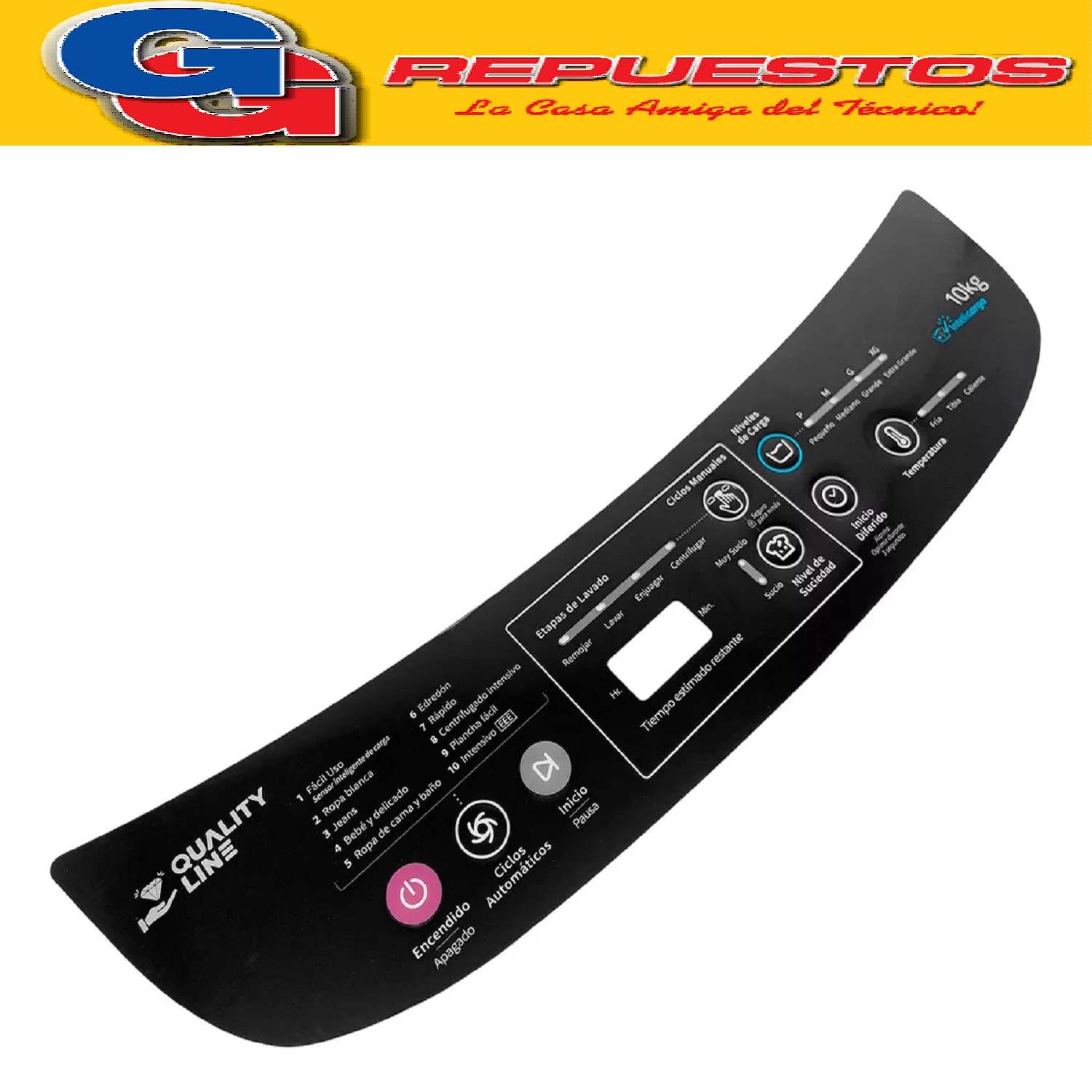 SERIGRAFIA PARA LAVARROPAS WHIRLPOOL WWI16AB/AS CARGA SUPERI OR 10KG QUALITY LINE W10886263 (WHIRLPOOL) Pos18 PANEL DECORATIVO WWI16AB LARGO 46 Y 44 CM APROXIMADAMENTE