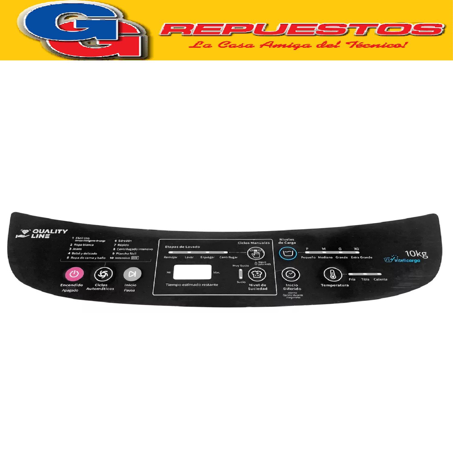 SERIGRAFIA PARA LAVARROPAS WHIRLPOOL WWI16AB/AS CARGA SUPERI OR 10KG QUALITY LINE W10886263 (WHIRLPOOL) Pos18 PANEL DECORATIVO WWI16AB LARGO 46 Y 44 CM APROXIMADAMENTE
