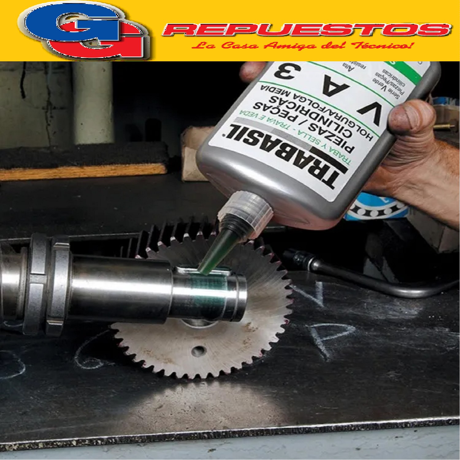 TRABASIL VA3 X 6 GR POLEAS Y ENGRANAJES ALTA RESISTENCIA HOL GURA MAX 0.26 mm  ADHESIVO ANAEROBICO PEGAMENTO