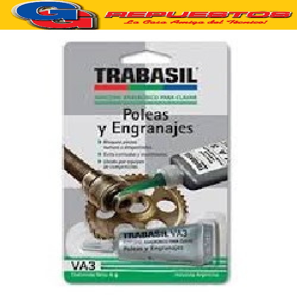 TRABASIL VA3 X 6 GR POLEAS Y ENGRANAJES ALTA RESISTENCIA HOL GURA MAX 0.26 mm  ADHESIVO ANAEROBICO PEGAMENTO