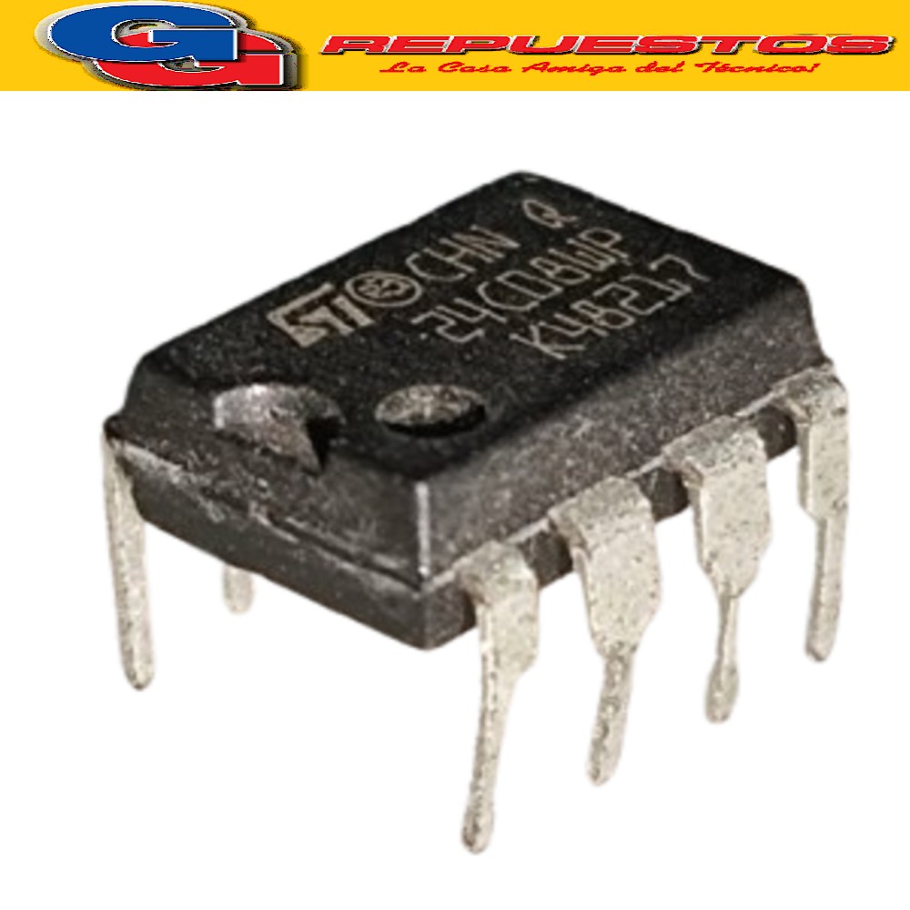 24C08 MEMORIA EEPROM -DIP8 - (5.5V/8KBIT/1MA)
