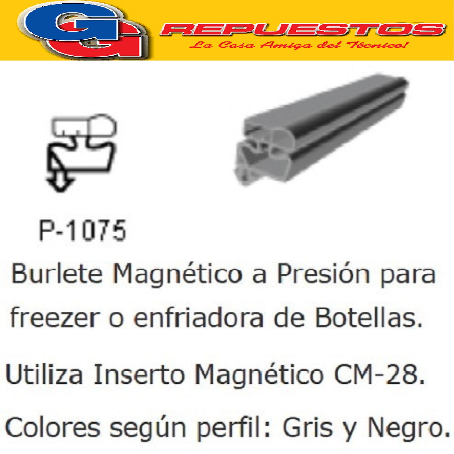 BURLETE PARA HELADERA Ang.P/1075 1850 x 800mm. A PRESION  NE GRO PARA HELADERAS EXHIBIDORAS