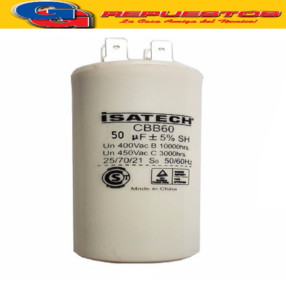 CAPACITOR 50uF CILINDRO S/TORNILLO AC&C 450VAC
