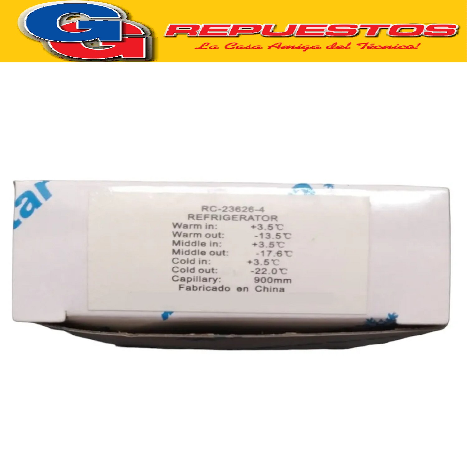 TERMOSTATO HELADERA Bluestar RC23626-4S 2 FRIOS  TF9 KENT- 2 CONTACTOS EJE REDONDO CON LENGUETA DE ARRASTRE (+3.5-13.5_-17.6_-22) CAPILAR 0.9M RC-22872
