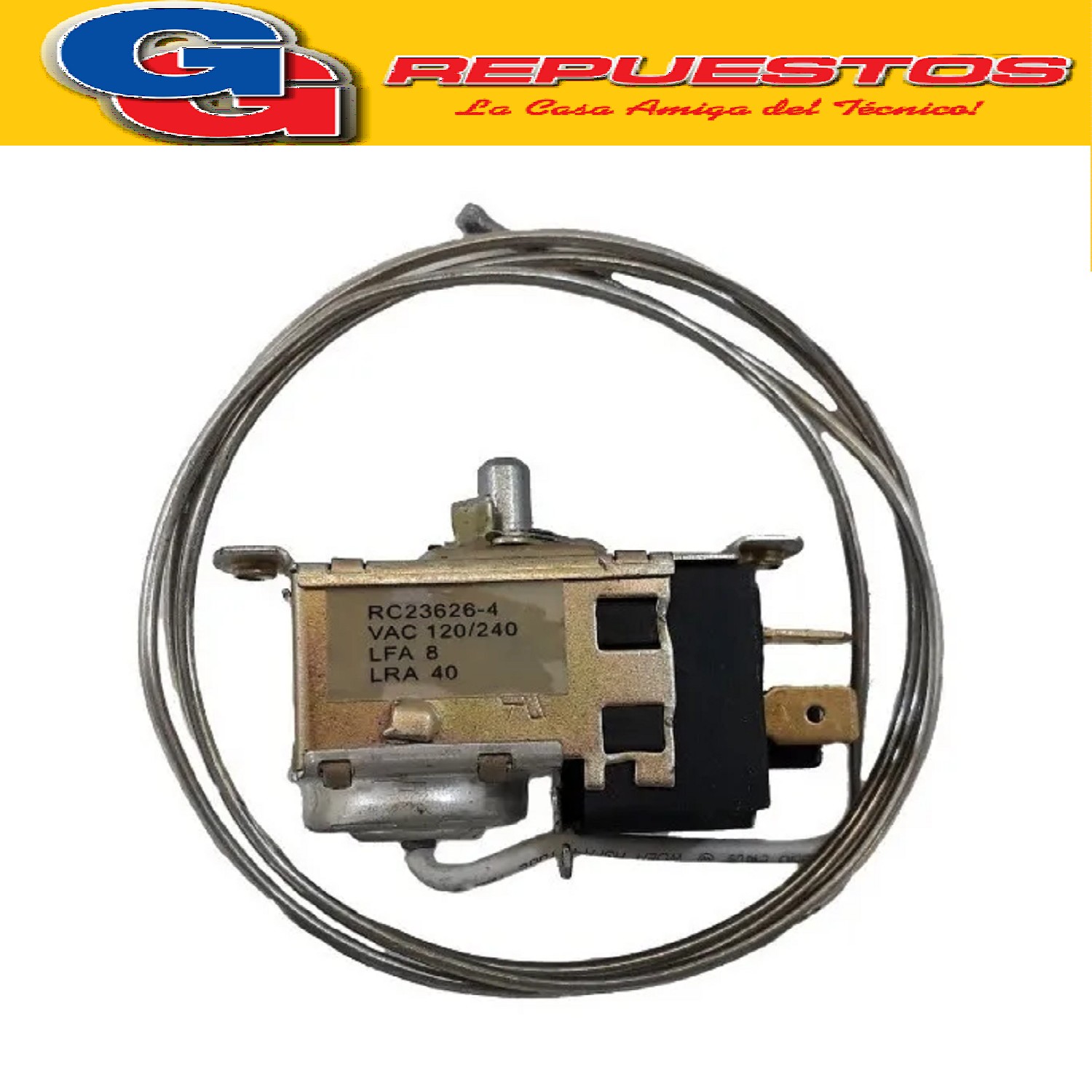 TERMOSTATO HELADERA Bluestar RC23626-4S 2 FRIOS  TF9 KENT- 2 CONTACTOS EJE REDONDO CON LENGUETA DE ARRASTRE (+3.5-13.5_-17.6_-22) CAPILAR 0.9M RC-22872