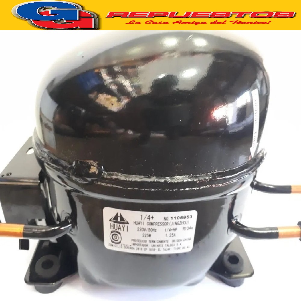 MOTOCOMPRESOR HUAYI 1/4+ HP DUAL 134/R12 BLEND E80HB5 AE1380 PARA HELADERAS FAMILIARES Y FREEZER- NO ES COMERCIAL