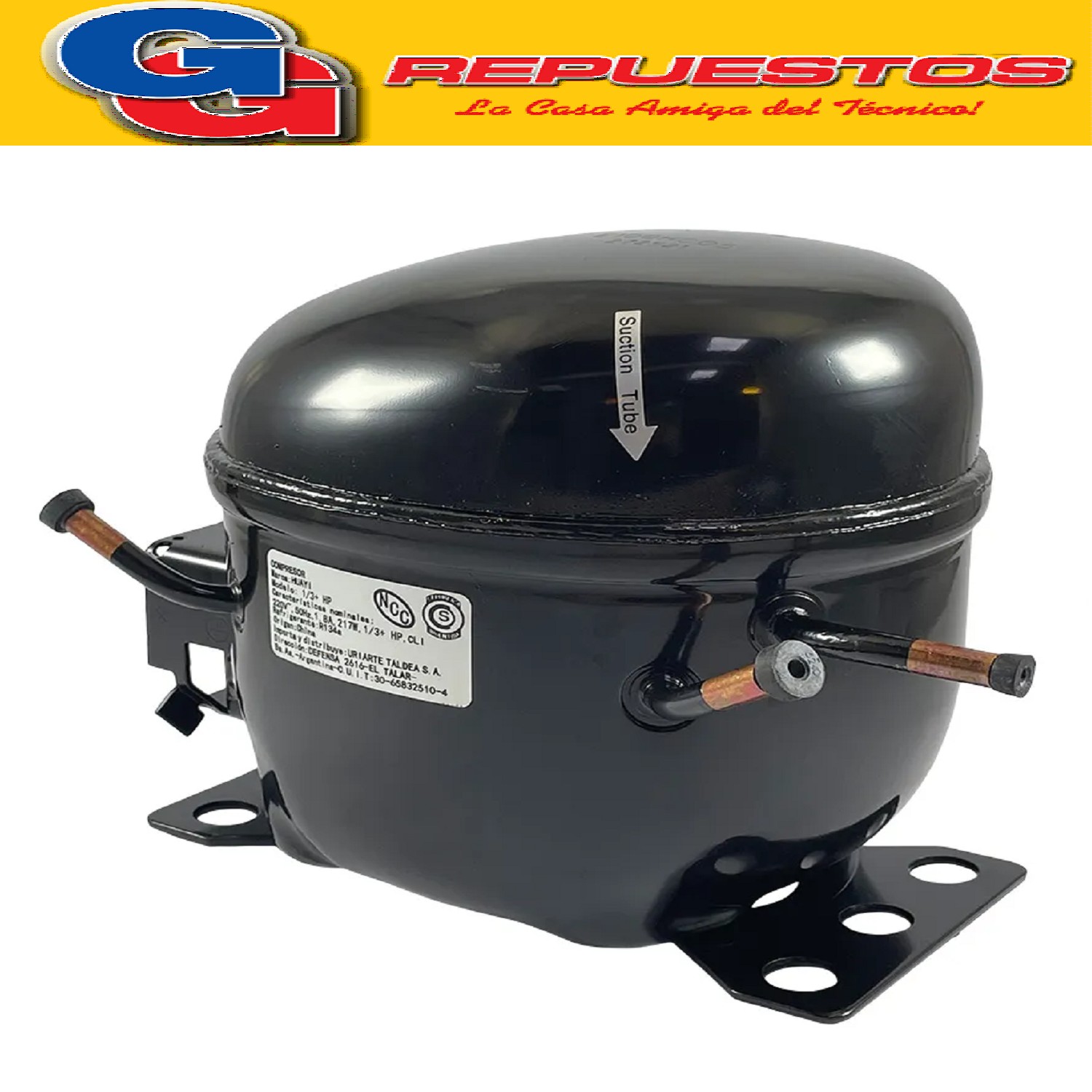 MOTOCOMPRESOR HUAYI 1/3+ HP DUAL R134/R12 E100HBQ5 X100HYDQ5 280fr PARA HELADERAS FAMILIARES Y FREEZER- NO ES COMERCIAL