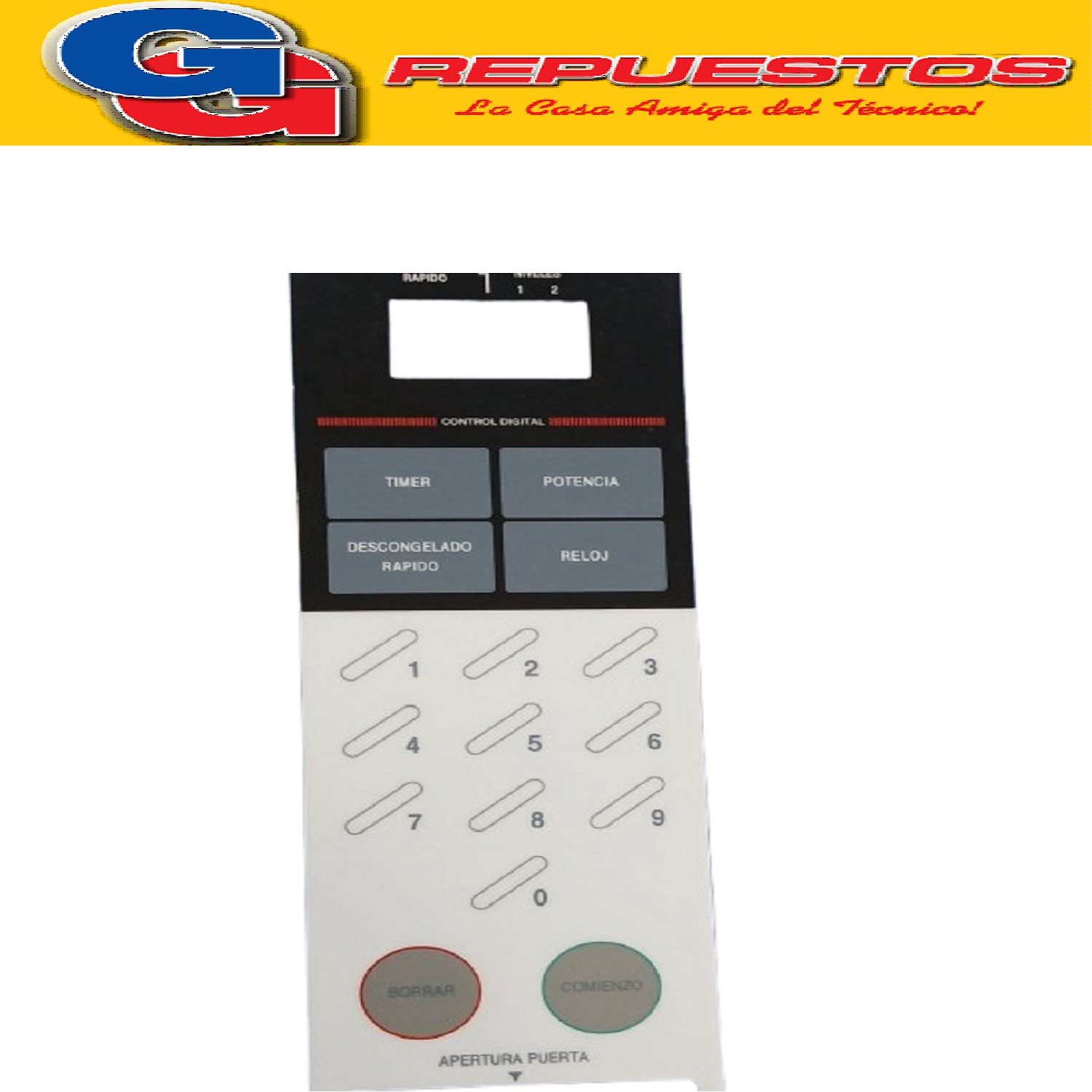 TECLADO MICROONDAS COMPATIBLE CON DAENIX 2379