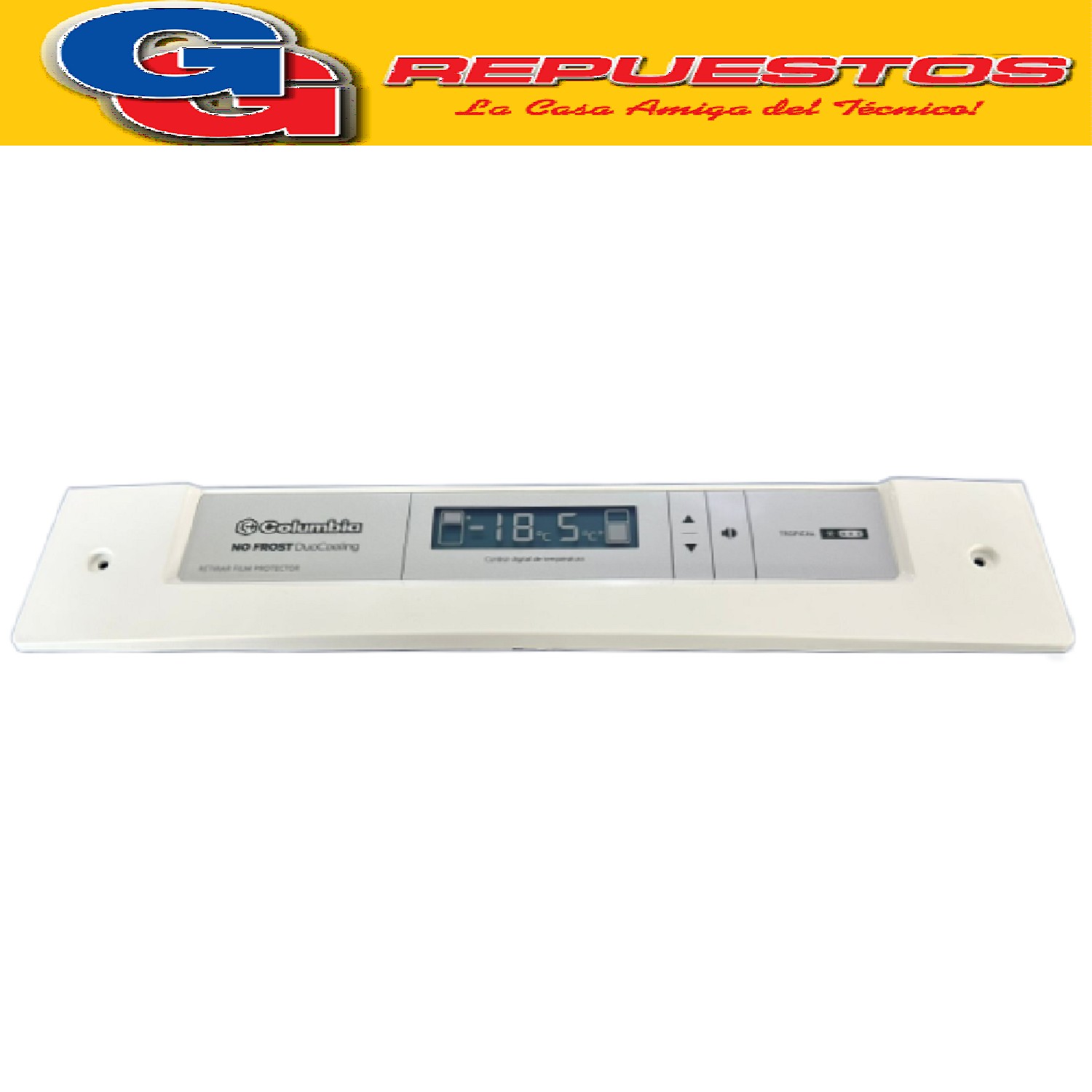 FRENTE + PLAQUETA PARA HELADERA NO FROST COLUMBIA CHD41D/9   ORIGINAL  CHD41D/8	HELADERA 413LTS COLOR BLANCA NO FROST DUO COOLING CHD41D/9 HELADERA 413LTS COLOR BLANCA NO FROST DUO COOLING PLACA PLAQUETA MAS FRENTE PANEL DISPLAY  DE COMANDO