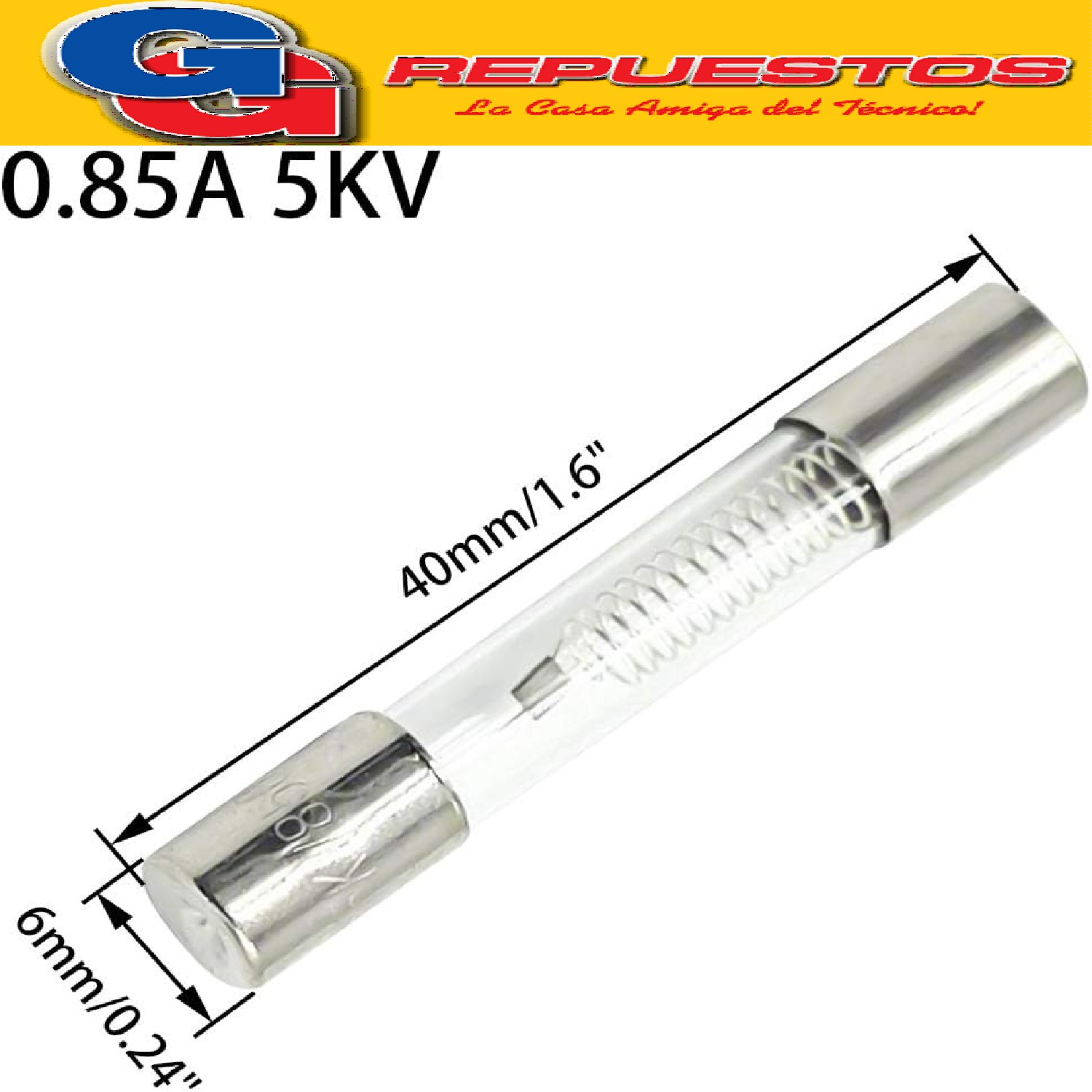 FUSIBLE DE ALTA 5 KV 0.9 A PARA MICROONDAS