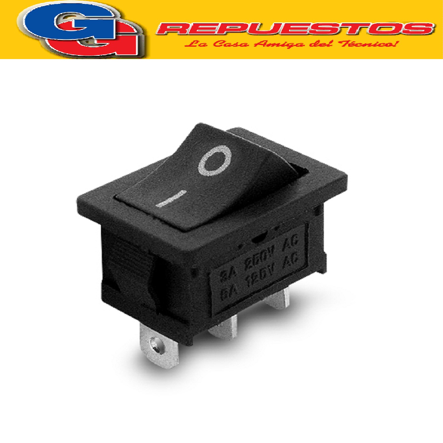 LLAVE TECLA 3P NEGRA ON-ON 3A 250V