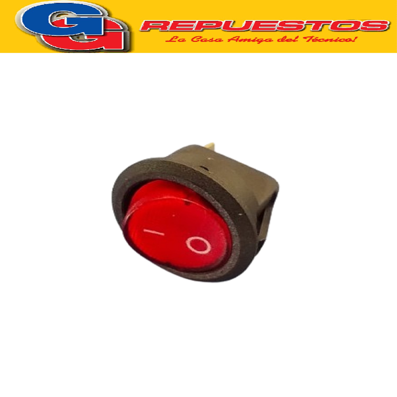 LLAVE TECLA ON-OFF 6.5A 250V CON NEON diametro de ori ficio  para calce  21 mm INTERRUPTOR