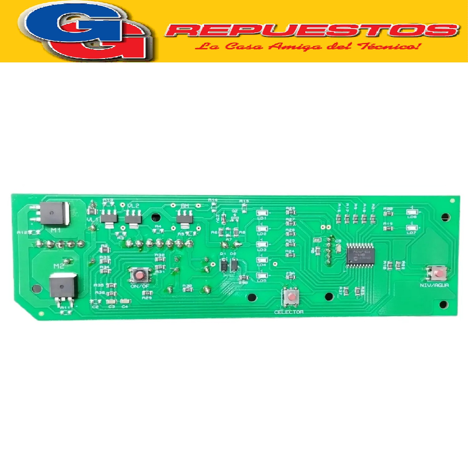 PLAQUETA LAVARROPAS PARA CODINI AQUA 323 CON PALAS HYUNDAI   W600 con palas TIPO MC COPIA NACIONAL 10 CONTACTOS PALAS
