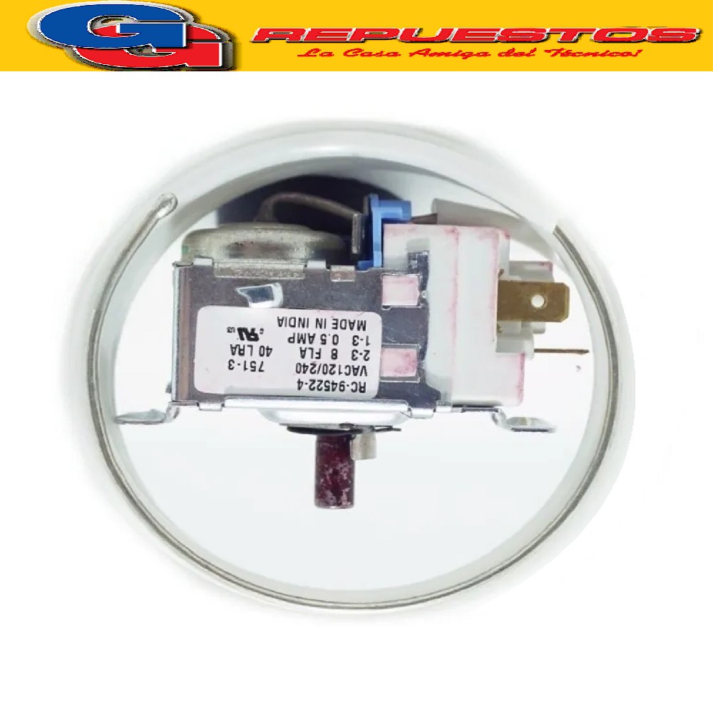 TERMOSTATO BLUESTAR RC94522-4S / PEABODY / RESISTENCIA (+3.5 -16.6_-22_-25.7) 3 CONTACTOS 2 FRIOS EJE REDONDO LENGUETA DE ARRASTRE CAPILAR 1150 mm REEMPLAZO TSV-9013-22