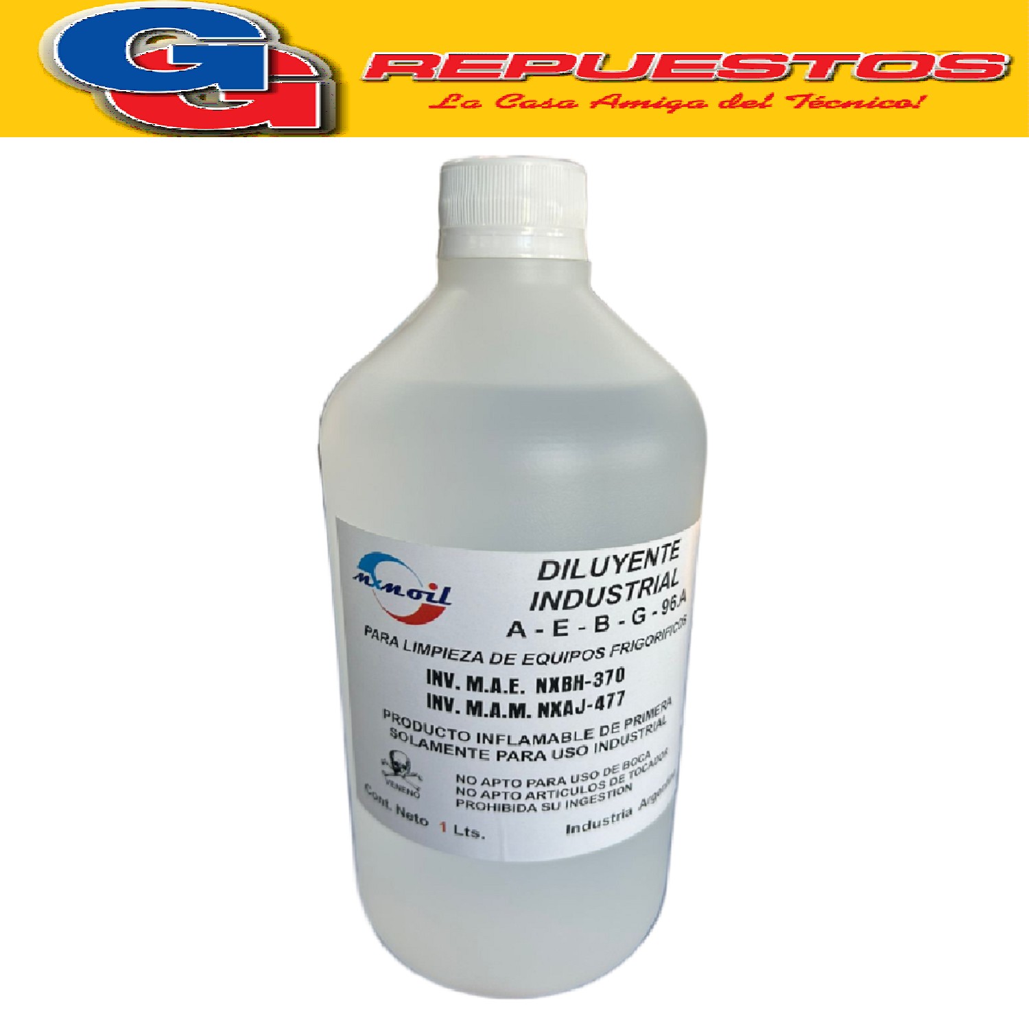 DILUYENTE INDUSTRIAL PARA REFRIGERACION  ALCOHOL  METILICO 1 LTS  AGENTE DE LIMPIEZA