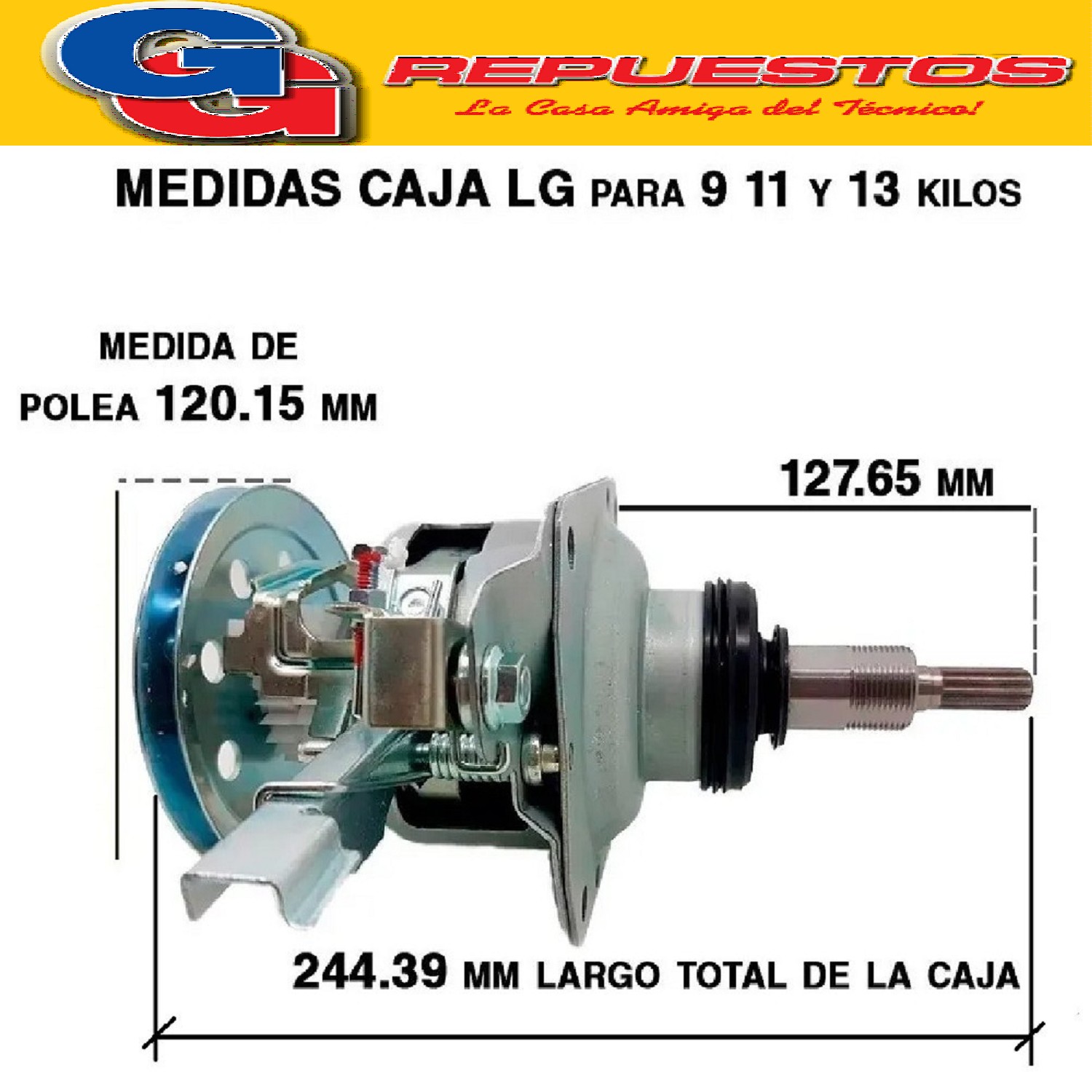 CAJA ACCIONAMIENTO LAVARROPAS LG TURBO DRUM 9 a 13 KG T9003  PUNTA ESTRIADA FUZZY LG WFT1305  WFT1305 WFT1304-T9000TD-T9003TD-T9005TD-T9010TD -WF T1205TP y otros-SAMSUNG Cod.Origen: 4265EA1018A (LG) EMBREAGUE de 13Kg 4265EY1003A (LG) EMBREAGUE de 9Kg Produttore: GC-T131 (EYH12110309389) China , rosca para el tornillo del agitador 6 mm