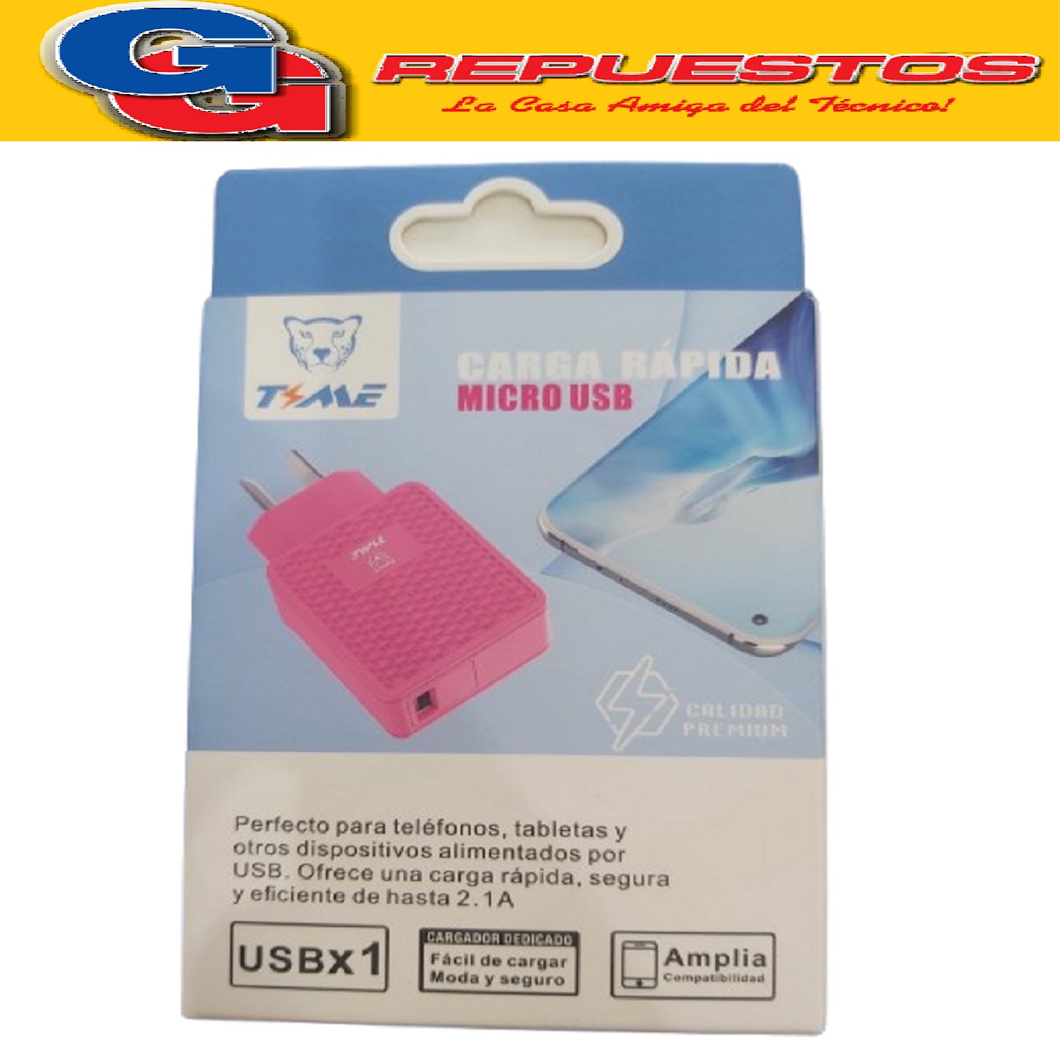 CARGADOR V8 CON CABLE DE USB A MICROUSB TIME 2.1A