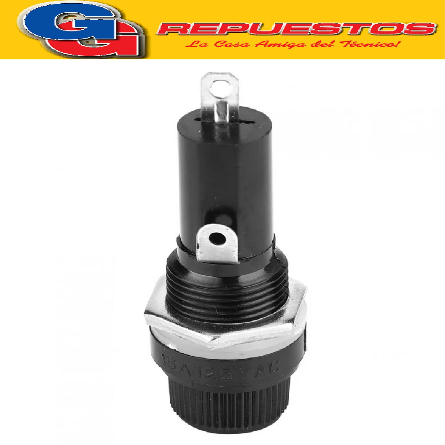PORTAFUSIBLE A ROSCA 30MM C/TERMINAL PLANA 10A 250V