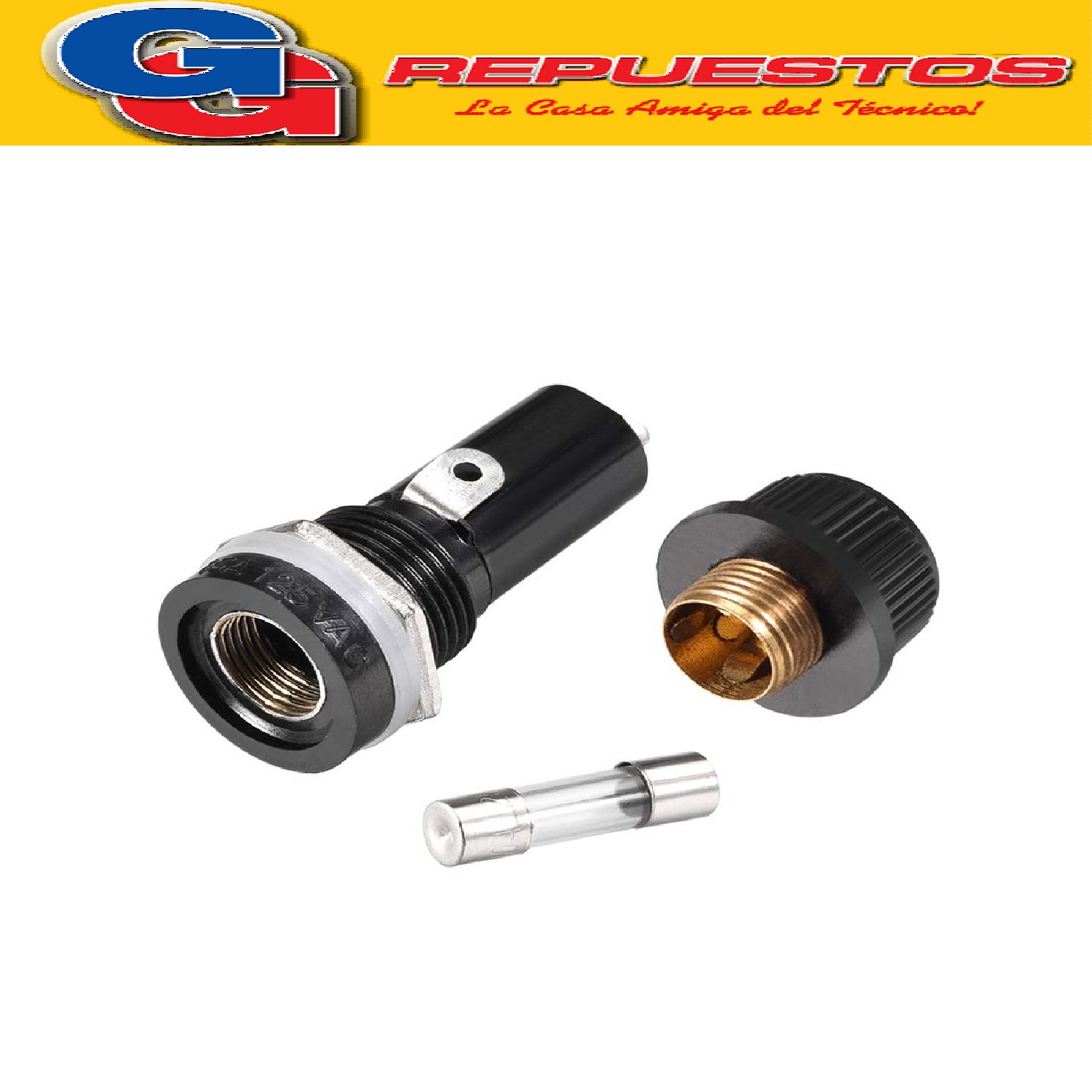 PORTAFUSIBLE A ROSCA 30MM C/TERMINAL PLANA 10A 250V