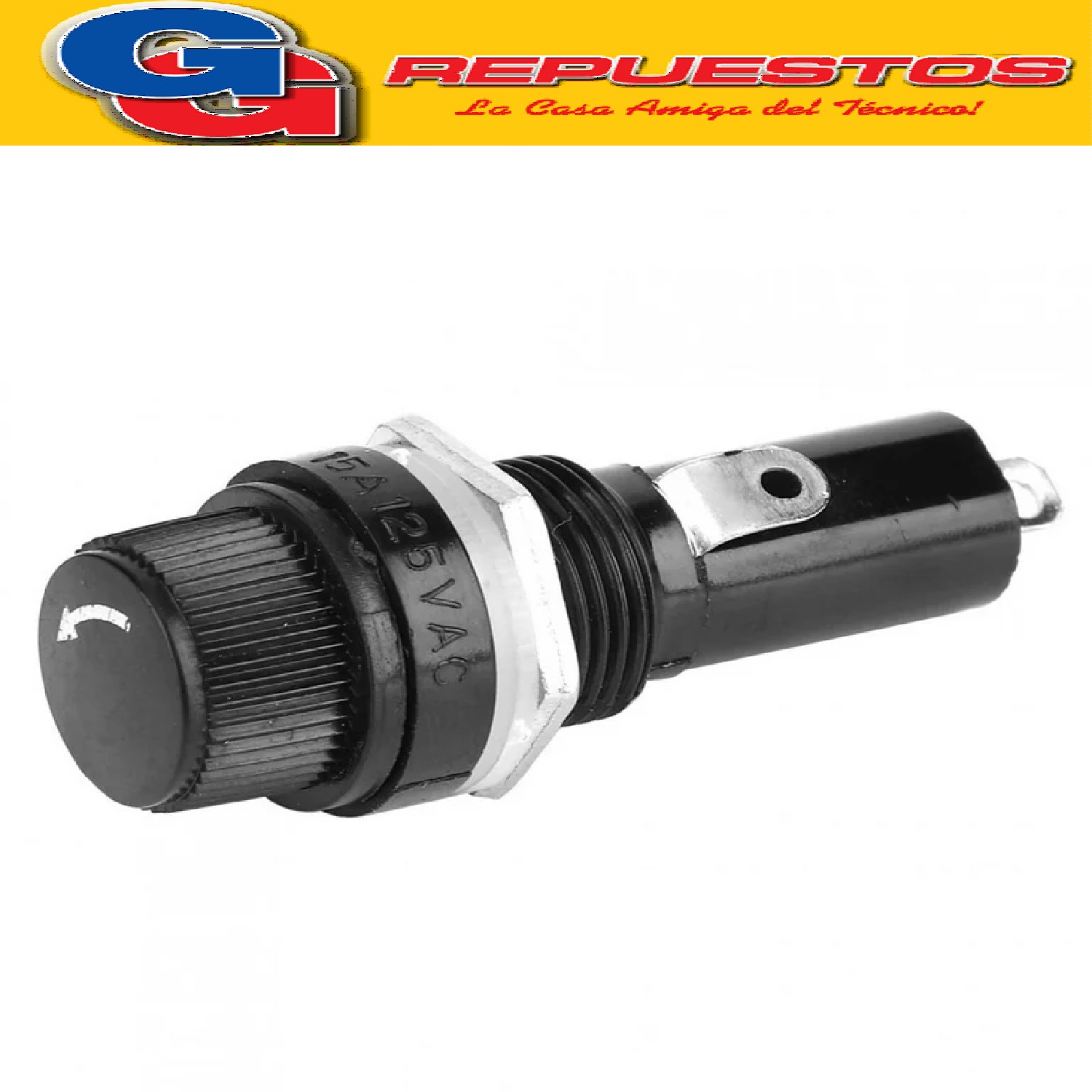 PORTAFUSIBLE A ROSCA 30MM C/TERMINAL PLANA 10A 250V