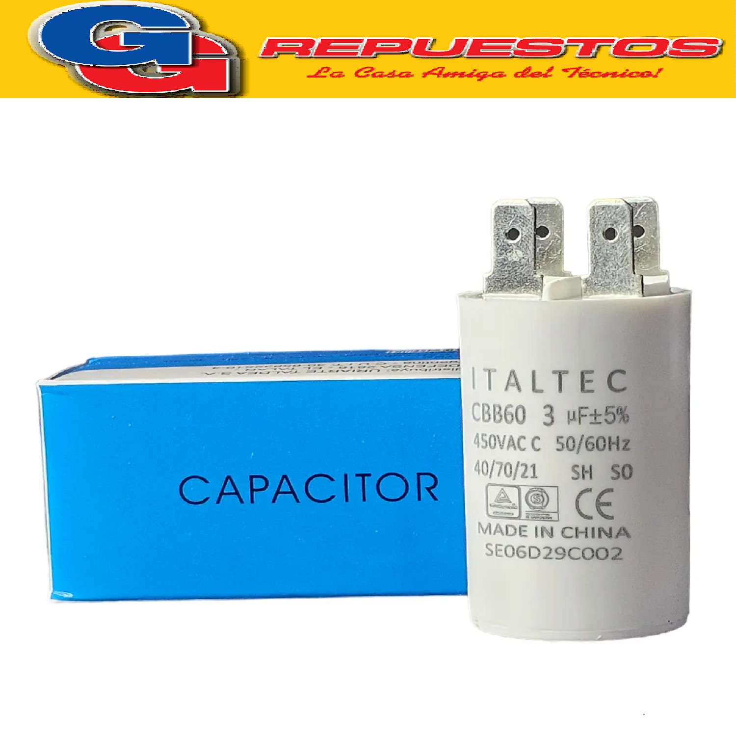 CAPACITOR 3uF CILINDRO 450VAC