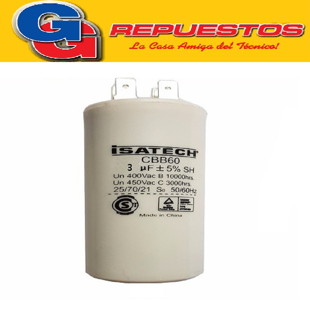 CAPACITOR 3uF CILINDRO 450VAC