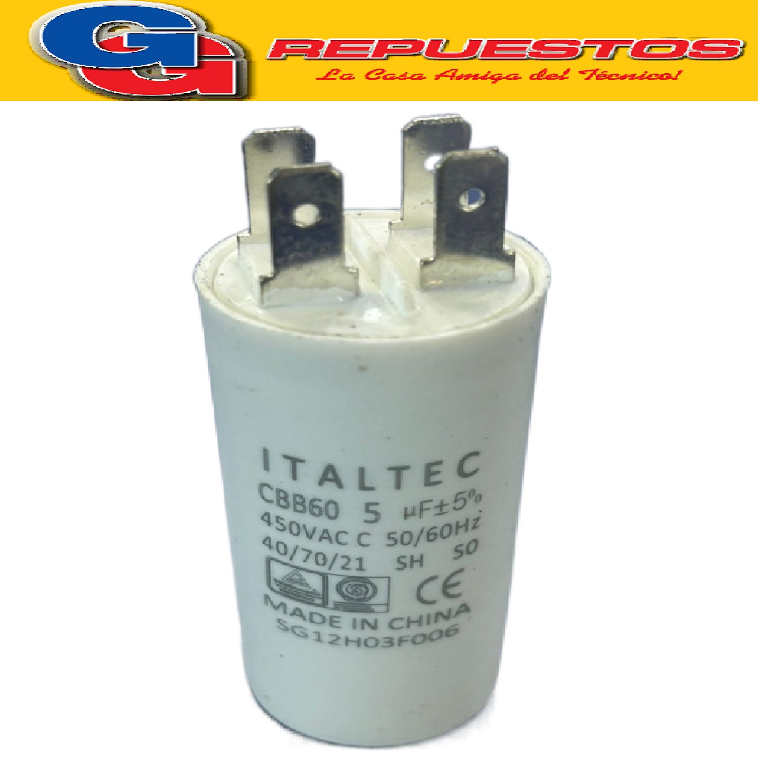 CAPACITOR DE 5uF 450V CILINDRO ITALTEC