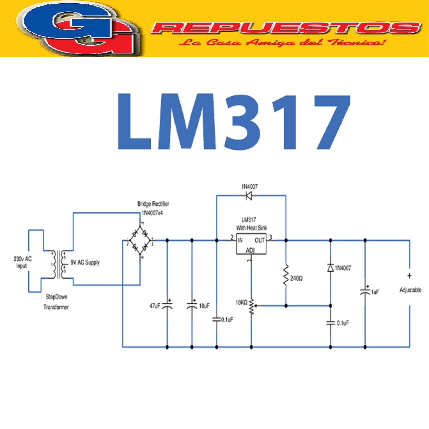 CIRCUITO INTEGRADO LM317T REGULADOR DE TENSION ADJUSTABLE