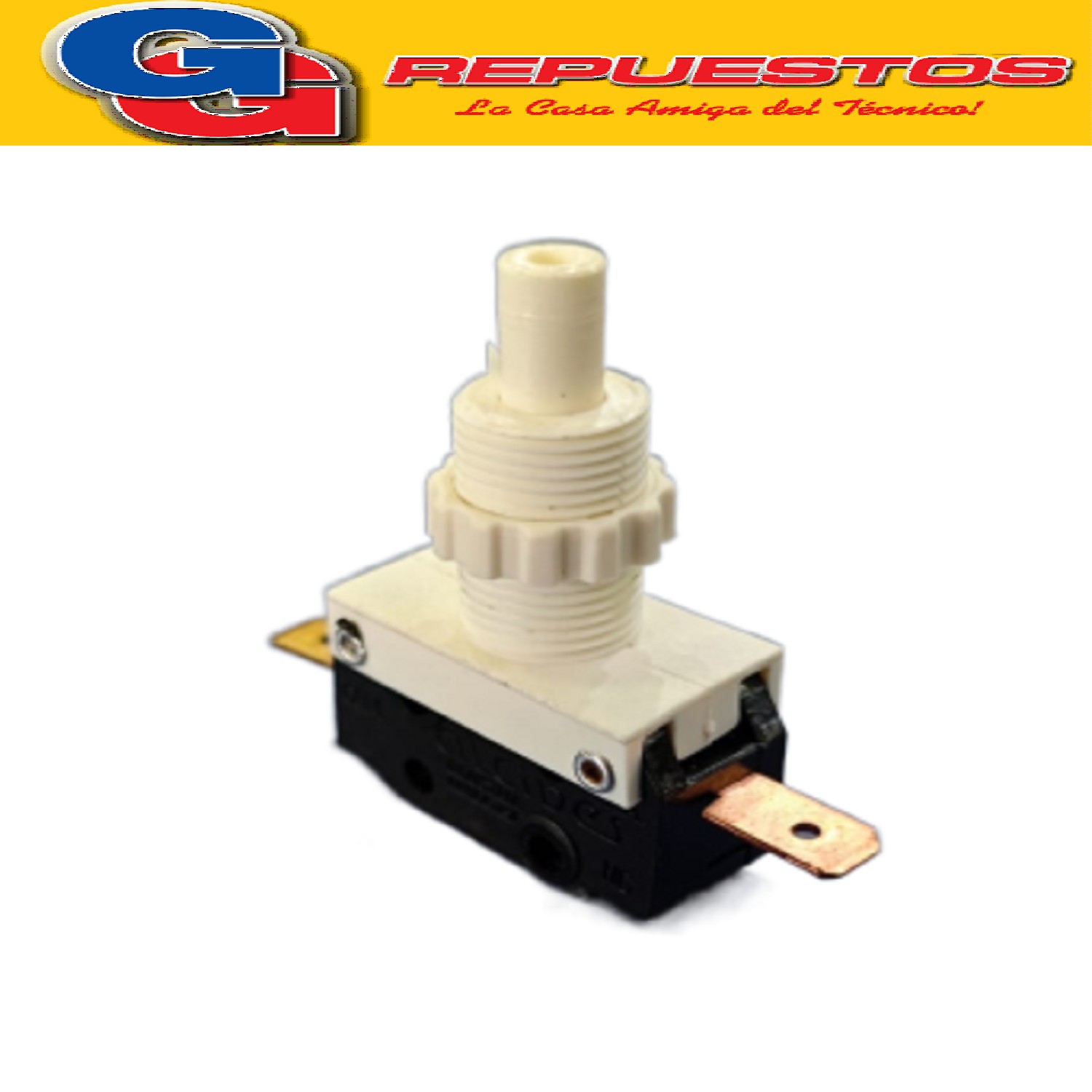 INTERRUPTOR HELADERA PARA GAFA CON ROSCA 3 CONTACTOS 250V 10A NORMAL ABIERTO PULSADOR