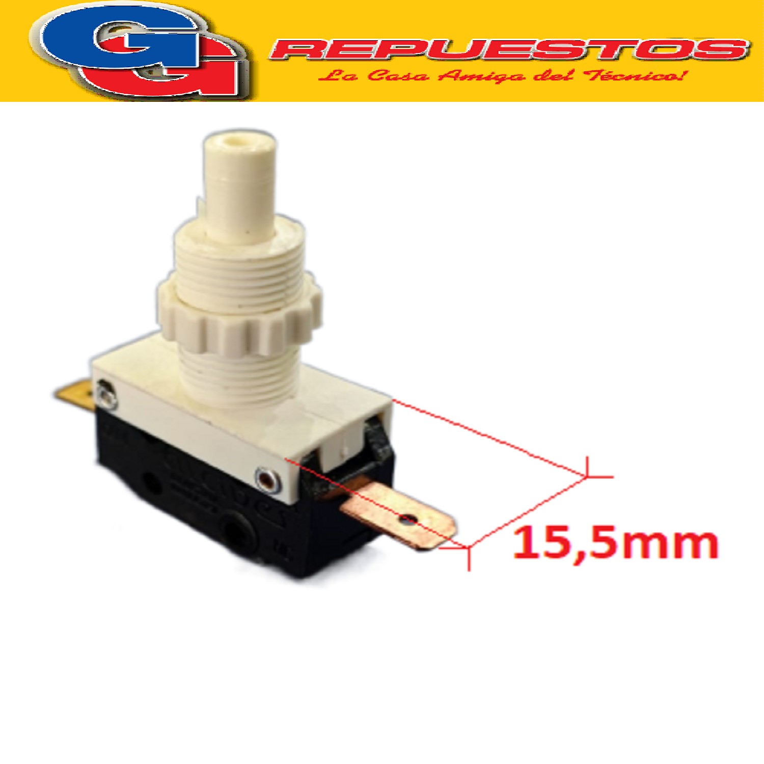 INTERRUPTOR HELADERA PARA GAFA CON ROSCA 3 CONTACTOS 250V 10A NORMAL ABIERTO PULSADOR