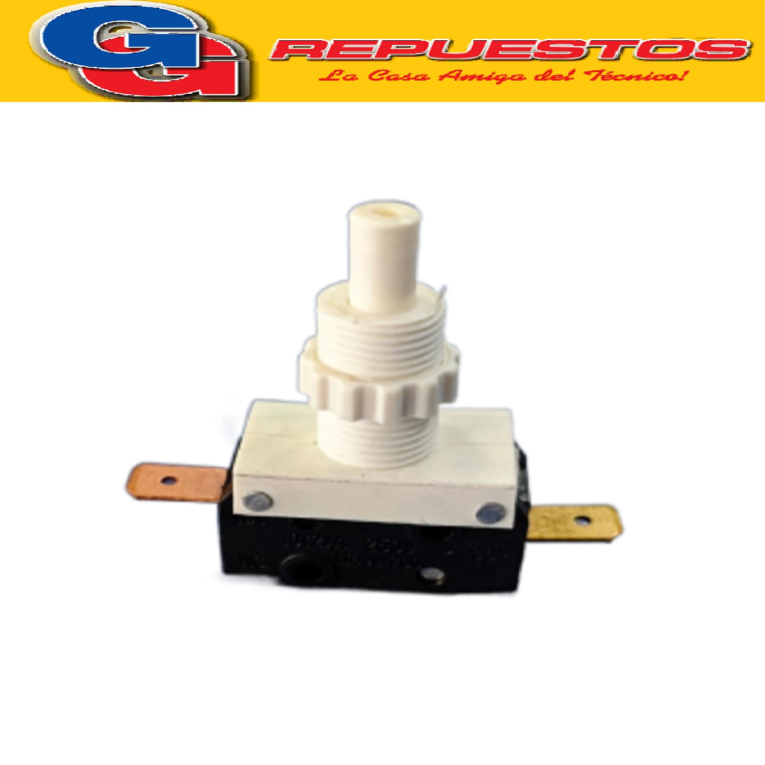 INTERRUPTOR HELADERA PARA GAFA CON ROSCA 3 CONTACTOS 250V 10A NORMAL ABIERTO PULSADOR
