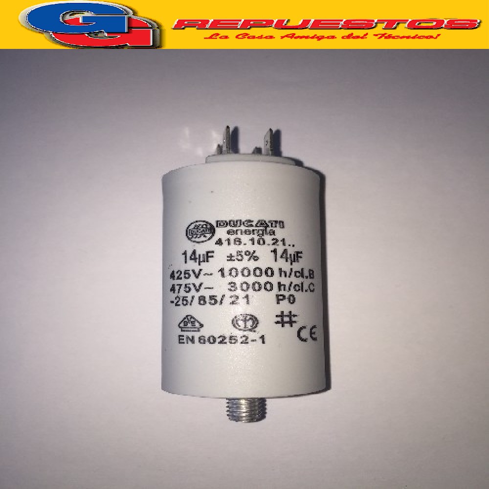 CAPACITOR 14uF CILINDRO 450VAC CON TORNILLO