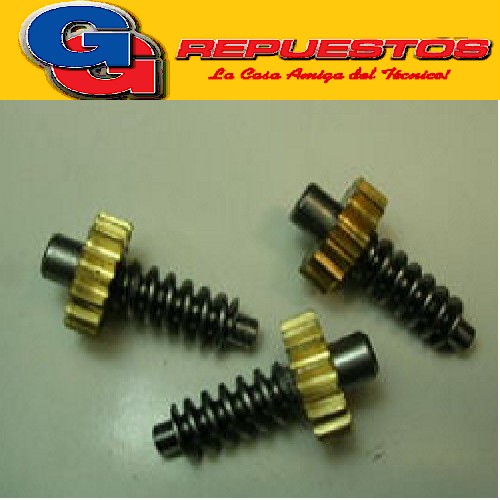 CORONA Y SIN FIN VENTILADOR CAJA ALUMINIO DIAMETRO DE LA CORONA 17 DIENTES 19 MM, LARGO TOTAL 39.50 MM, DIAMETRO PUNTA LADO CORONA 7.35 MM , DIAMETRO PUNTA LADO SIN FIN 4.7 MM, DIAMETRO SIN FIN 9 MM