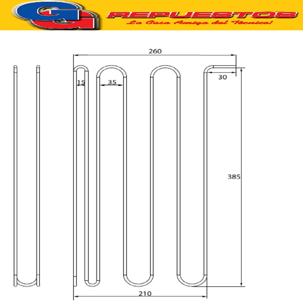 RESISTENCIA ALUMINIO PARA HELADERA WHIRLPOOL WRE48 NO FROST  WRE 48  WRE48  NACIONAL 220V 190 W B325  RESISTENCIA DESHIELO WHIRLPOOL WRE48DB/DR/
EB/ER-WRE51D1/X1-WRE52B1/D1/X1-WRE54D1/K1/
N1-WRE54X1 Cod.Origen:
326050003 (WHIRLPOOL) RESISTENCIA DESHIELO 240V/50-60HZ WRE48D