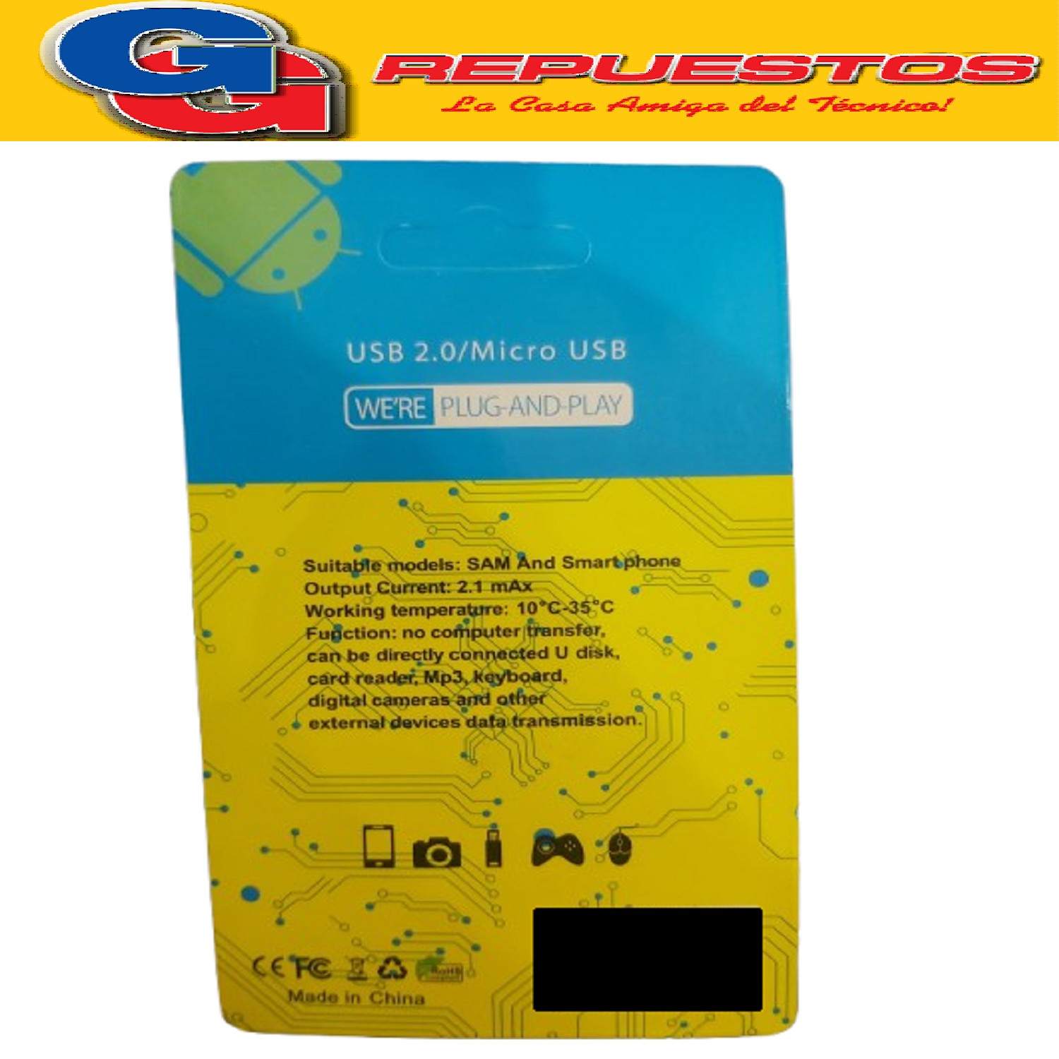 ADAPTADOR OTG MICROUSB A USB 2.0 HT-117E (CELULARES/TABLETS)