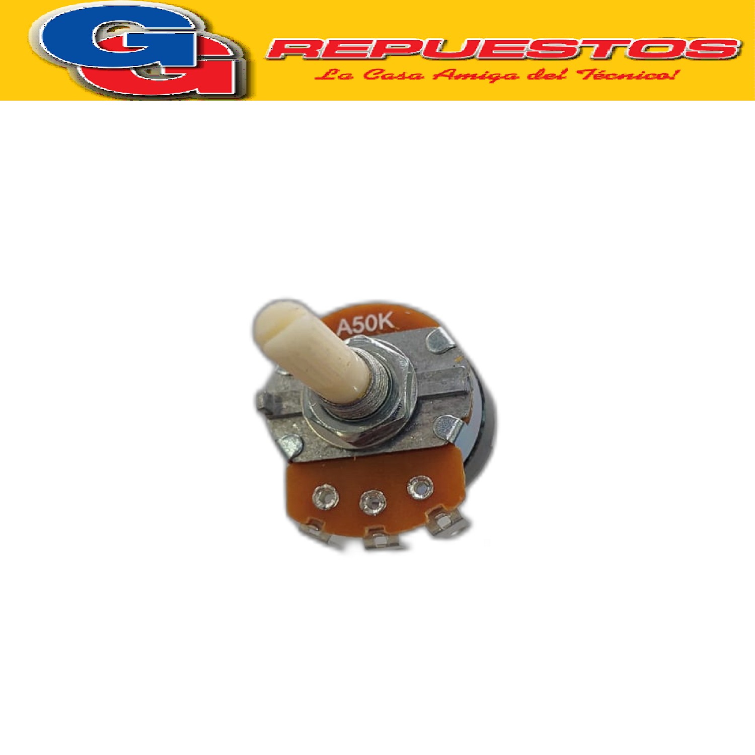 POTENCIOMETRO CARBON (24mm)  50K LOGARITMICO (A) C/Llave A50 K
