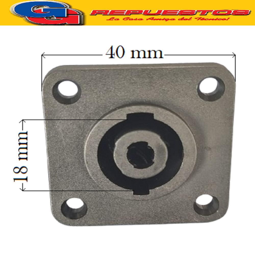 CONECTOR FICHA JACK SPEAKON 4P P/Chasis (Cuadrado)