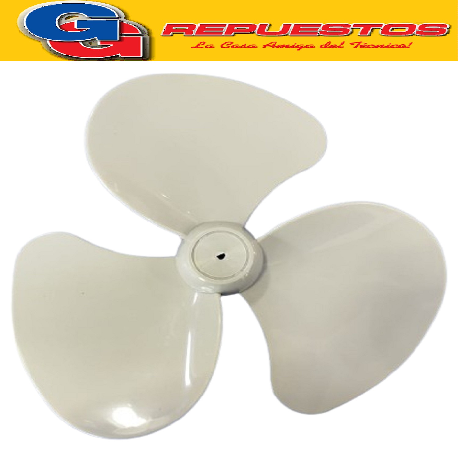 HELICE 16  EJE 8mm 1/2 CAÑA A PRESION PLASTICA (PALETA PARA  VENTILADOR) ALTO APROX 45 MM