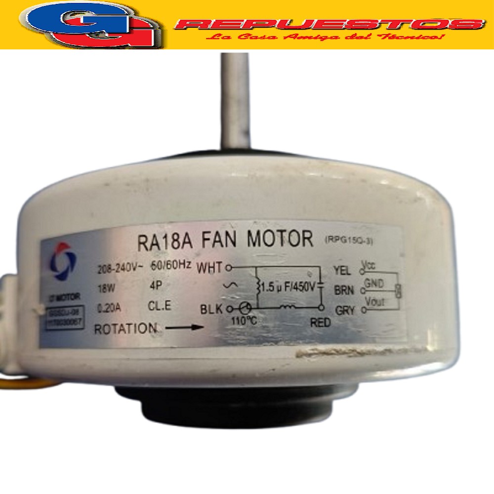 FORZADOR MOTOR AIRE ACONDICIONADO RA18A MOTOR FAN 208-240V