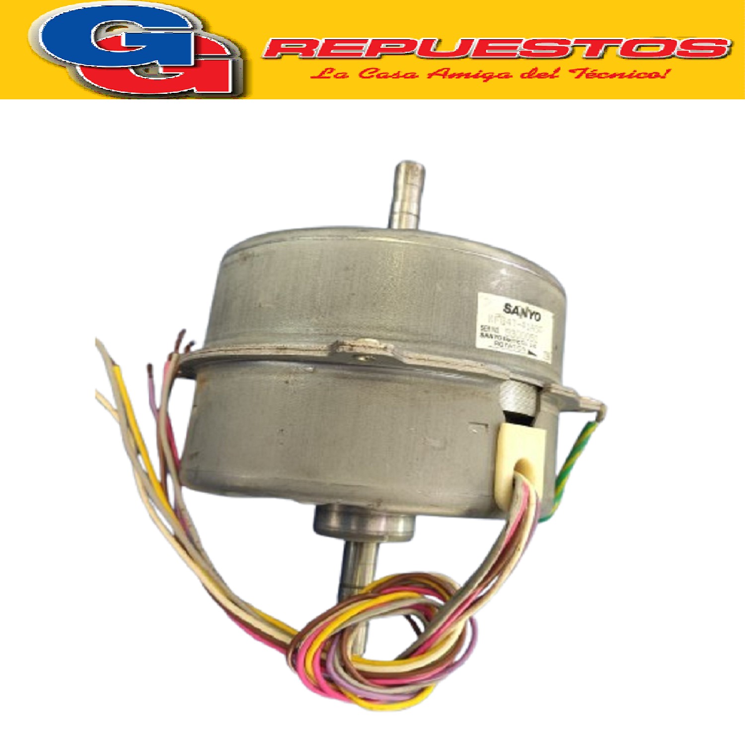 MOTOR FORZADOR CONDENSADOR DOBLE EJE KFG4T-41A5P SENTIDO DE  GIRO HORARIO CABLE GRIS CAPACITOR MARRON LINEA
