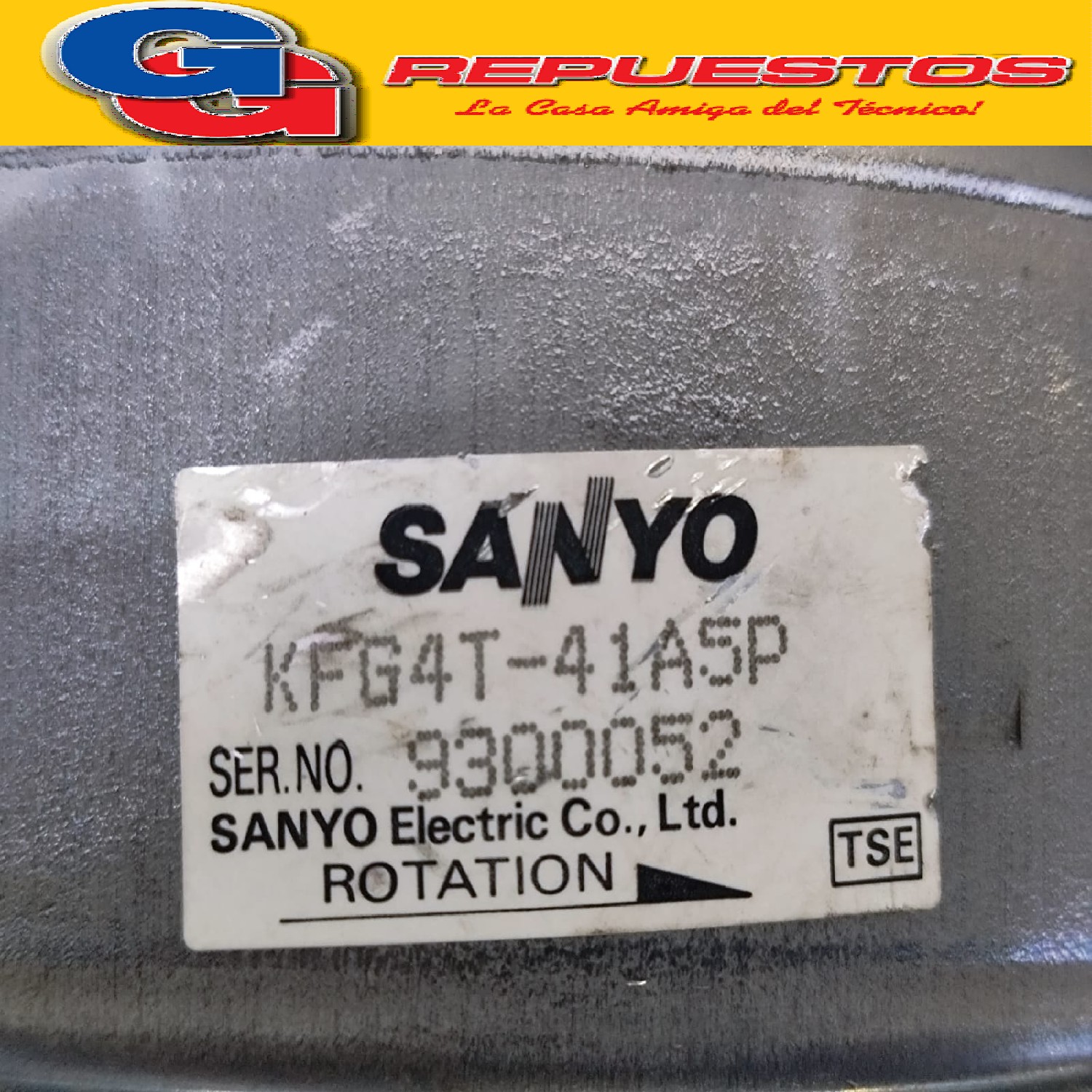 MOTOR FORZADOR CONDENSADOR DOBLE EJE KFG4T-41A5P SENTIDO DE  GIRO HORARIO CABLE GRIS CAPACITOR MARRON LINEA
