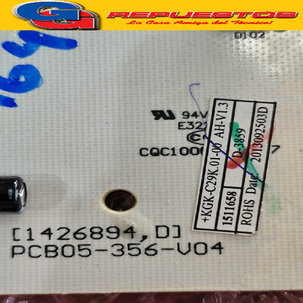 PLAQUETA ORIGINAL AIRE ACONDICIONADO SPLIT (PCB05-356-V04 /  12FC) FRIO - CALOR