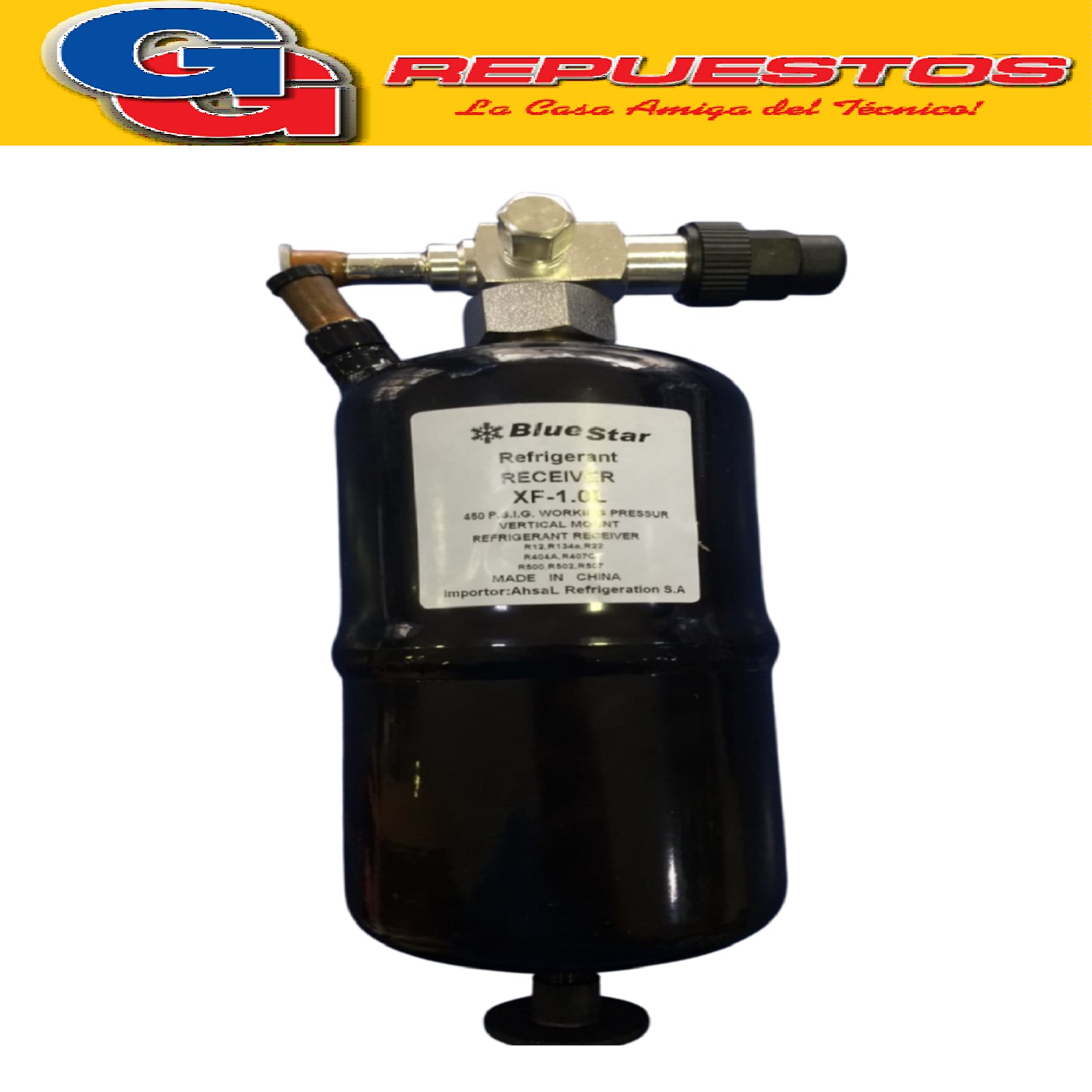 TUBO RECIBIDOR BlueStar XF 1LT PARA COMPRESORES DE AIRE   (S IRVE TAMBIEM PARA HACER LIMPIEZA DE CIRCUITOS)