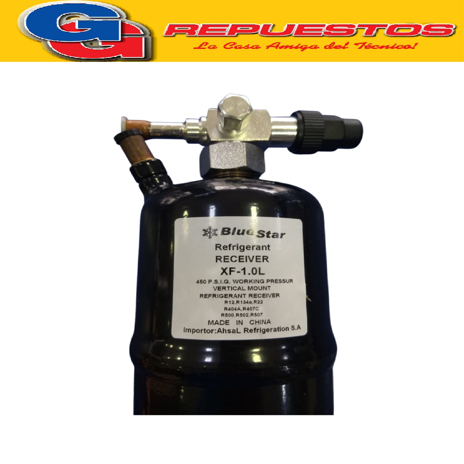 TUBO RECIBIDOR BlueStar XF 1LT PARA COMPRESORES DE AIRE   (S IRVE TAMBIEM PARA HACER LIMPIEZA DE CIRCUITOS)